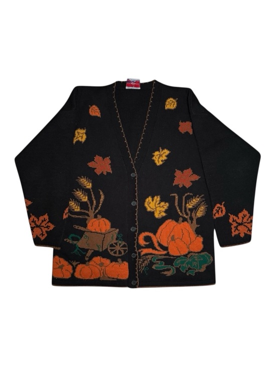 Vintage Sweaters - JJ Poole Fall Pumpkin Patch Vintage Halloween Cardigan
